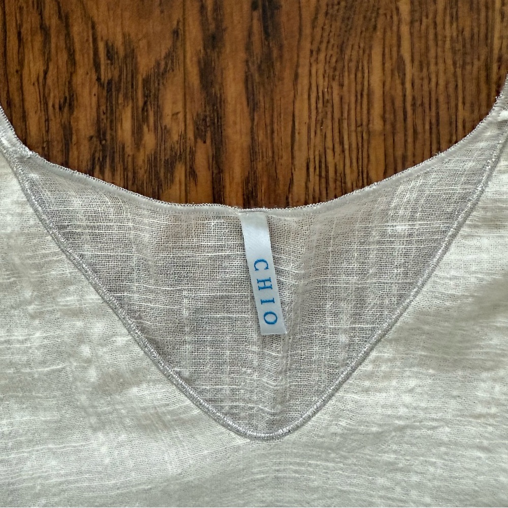CHIO Di Stefania Cotton & Silver Lurex Knit Top with Lace Detail - Picture 3 of 3